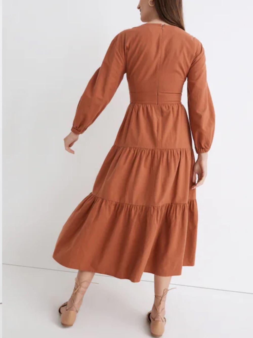 Madewell Crepe Cutout Midi Dress Earthen Red Size 12  Sold Out - Picture 2 of 11